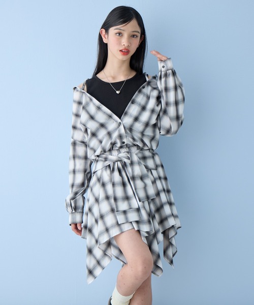 BISKEE（ビスキー）の「マルチWAYチェックシャツ（シャツ/ブラウス・キッズ・サックスブルー/オフホワイト・140cm/160cm/150cm）」の16枚目の写真