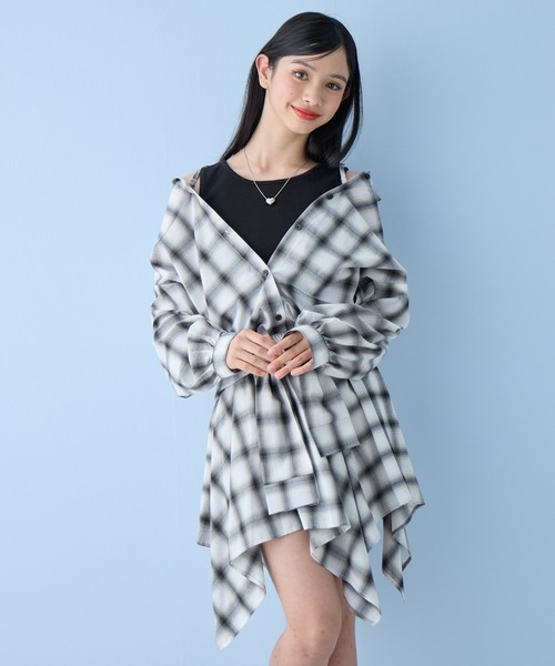 BISKEE（ビスキー）の「マルチWAYチェックシャツ（シャツ/ブラウス・キッズ・サックスブルー/オフホワイト・140cm/160cm/150cm）」の17枚目の写真