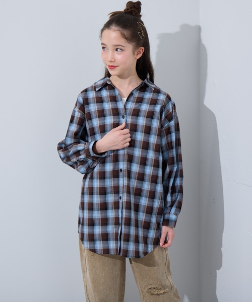 BISKEE（ビスキー）の「マルチWAYチェックシャツ（シャツ/ブラウス・キッズ・サックスブルー/オフホワイト・140cm/160cm/150cm）」の18枚目の写真