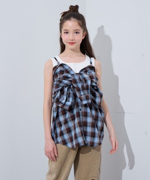 BISKEE（ビスキー）の「マルチWAYチェックシャツ（シャツ/ブラウス・キッズ・サックスブルー/オフホワイト・140cm/160cm/150cm）」の20枚目の写真