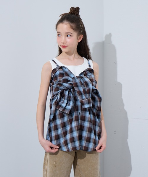 BISKEE（ビスキー）の「マルチWAYチェックシャツ（シャツ/ブラウス・キッズ・サックスブルー/オフホワイト・140cm/160cm/150cm）」の21枚目の写真