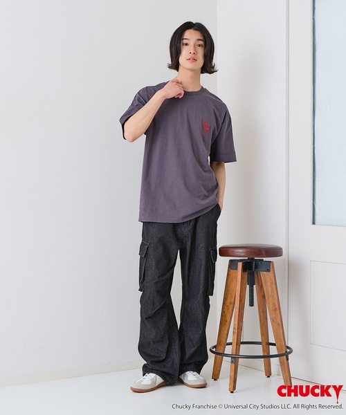 UNIIT（ユニット）の「【CHUCKY/チャッキー】オリジナルデザインTシャツ 刺繍 ドロップショルダー ユニセックス（Tシャツ/カットソー・メンズ・ホワイト系その他2/ブラック系その他/ブラック系その他2/ベージュ系その他・SMALL/MEDIUM/LARGE/X-LARGE）」の12枚目の写真