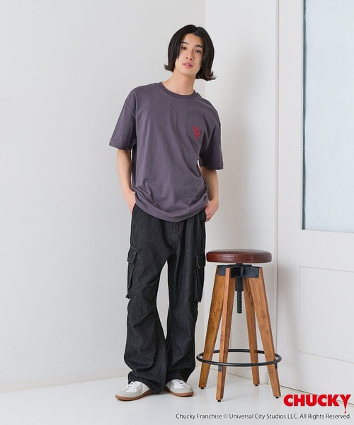 UNIIT（ユニット）の「【CHUCKY/チャッキー】オリジナルデザインTシャツ 刺繍 ドロップショルダー ユニセックス（Tシャツ/カットソー・メンズ・ホワイト系その他2/ブラック系その他/ブラック系その他2/ベージュ系その他・SMALL/MEDIUM/LARGE/X-LARGE）」の13枚目の写真