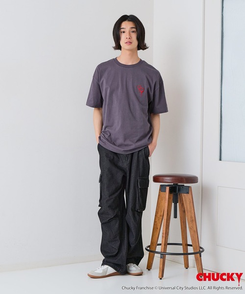 UNIIT（ユニット）の「【CHUCKY/チャッキー】オリジナルデザインTシャツ 刺繍 ドロップショルダー ユニセックス（Tシャツ/カットソー・メンズ・ホワイト系その他2/ブラック系その他/ブラック系その他2/ベージュ系その他・SMALL/MEDIUM/LARGE/X-LARGE）」の14枚目の写真