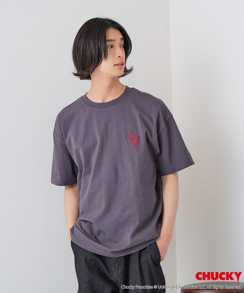 UNIIT（ユニット）の「【CHUCKY/チャッキー】オリジナルデザインTシャツ 刺繍 ドロップショルダー ユニセックス（Tシャツ/カットソー・メンズ・ホワイト系その他2/ブラック系その他/ブラック系その他2/ベージュ系その他・SMALL/MEDIUM/LARGE/X-LARGE）」の15枚目の写真