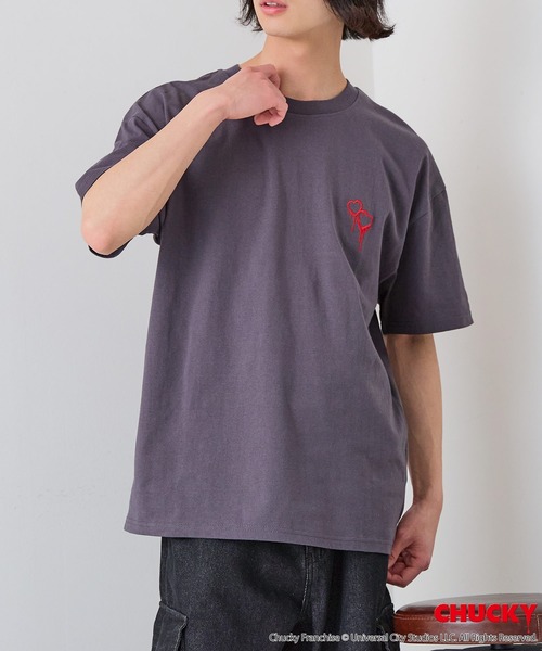 UNIIT（ユニット）の「【CHUCKY/チャッキー】オリジナルデザインTシャツ 刺繍 ドロップショルダー ユニセックス（Tシャツ/カットソー・メンズ・ホワイト系その他2/ブラック系その他/ブラック系その他2/ベージュ系その他・SMALL/MEDIUM/LARGE/X-LARGE）」の17枚目の写真