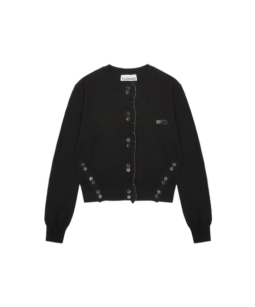 TUOMIO（トゥオミオ）の「SIDE BUTTON RUFFLE CARDIGAN [BLACK]（カーディガン/ボレロ・レディース・その他・1/2）」の2枚目の写真