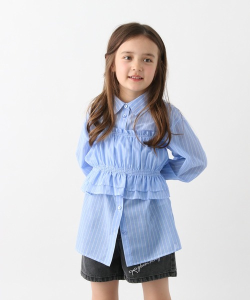 GLOBAL WORK（グローバルワーク）の「トクトク2SETビスチェ＊シャツ/646213（シャツ/ブラウス・キッズ・ブルー/オフホワイト・130cm/160cm/150cm/140cm）」の8枚目の写真