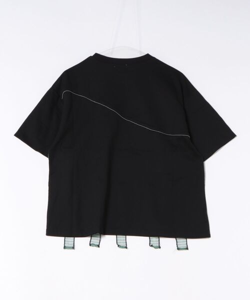 unica(ユニカ)の「チェックテープTシャツ laides(Tシャツ/カットソー・レディース・ブラック×ホワイト/ホワイト系その他/ブラック×グリーン・F)」の4枚目の写真