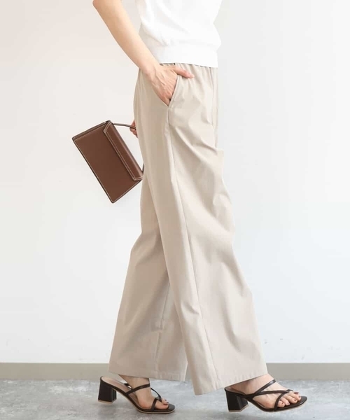 MK MICHEL KLEIN（エムケーミッシェルクラン）の「[抗ピリング/洗える]コットンライクストレッチワイドパンツ（スラックス・レディース・ベージュ/ネイビー/カーキ・38）」の2枚目の写真
