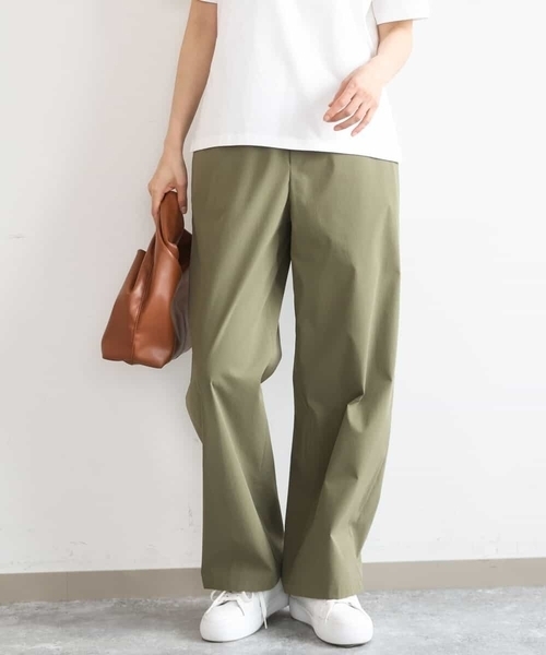 MK MICHEL KLEIN（エムケーミッシェルクラン）の「[抗ピリング/洗える]コットンライクストレッチワイドパンツ（スラックス・レディース・ベージュ/ネイビー/カーキ・38）」の3枚目の写真
