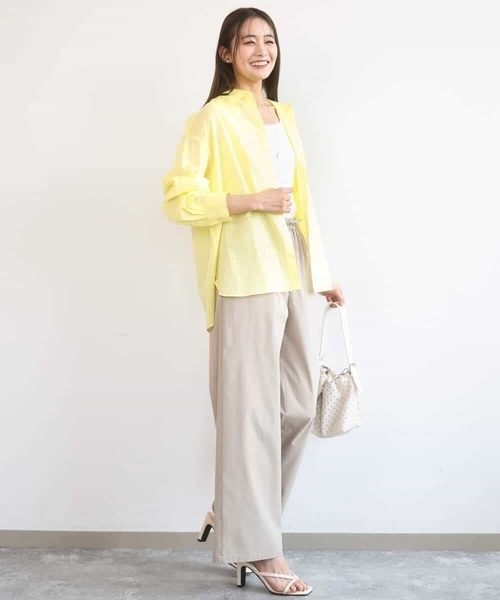 MK MICHEL KLEIN（エムケーミッシェルクラン）の「[抗ピリング/洗える]コットンライクストレッチワイドパンツ（スラックス・レディース・ベージュ/ネイビー/カーキ・38）」の12枚目の写真