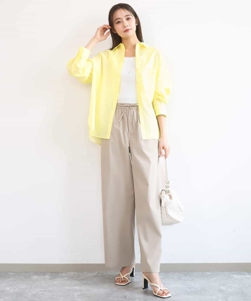 MK MICHEL KLEIN（エムケーミッシェルクラン）の「[抗ピリング/洗える]コットンライクストレッチワイドパンツ（スラックス・レディース・ベージュ/ネイビー/カーキ・38）」の11枚目の写真