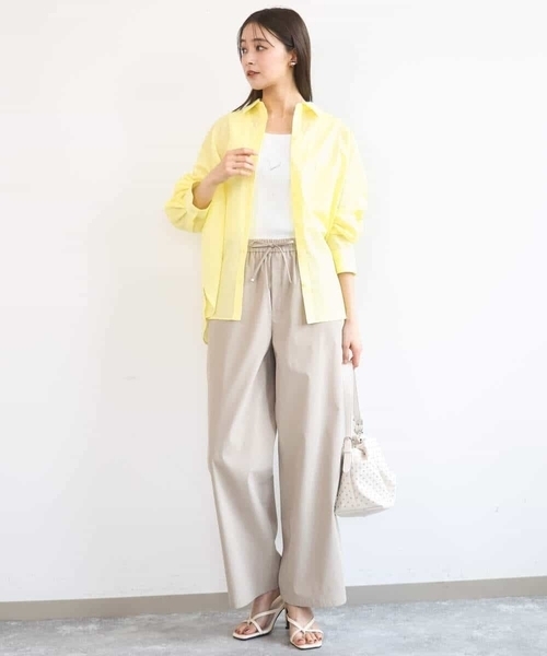MK MICHEL KLEIN（エムケーミッシェルクラン）の「[抗ピリング/洗える]コットンライクストレッチワイドパンツ（スラックス・レディース・ベージュ/ネイビー/カーキ・38）」の10枚目の写真