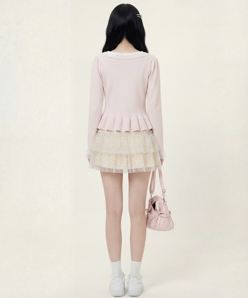 HOOK(フック)の「HOOK for girls レースハートプリントリボン付きペプラムニットプルオーバー(ニット/セーター・レディース・ピンク・FREE)」の11枚目の写真