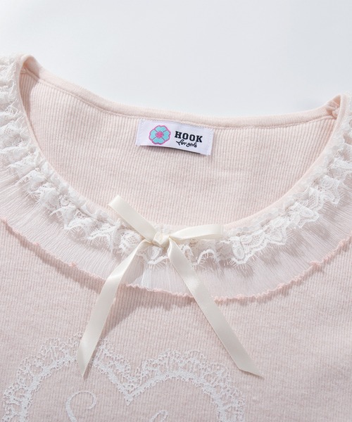 HOOK(フック)の「HOOK for girls レースハートプリントリボン付きペプラムニットプルオーバー(ニット/セーター・レディース・ピンク・FREE)」の17枚目の写真