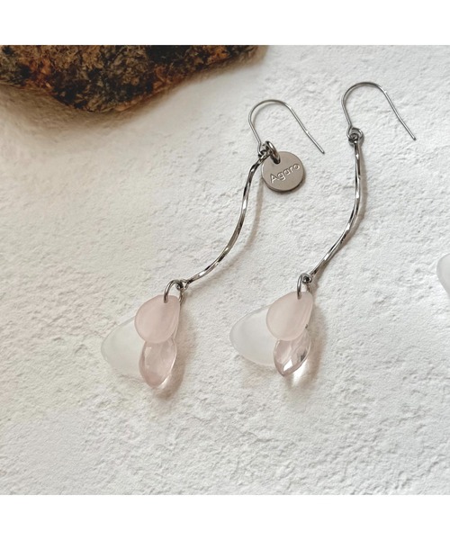 tone（トーン）の「【Agaro】No.511　天然石　つぼみピアス(MA)（ピアス（両耳用）・レディース・ピンク・FREE）」の2枚目の写真