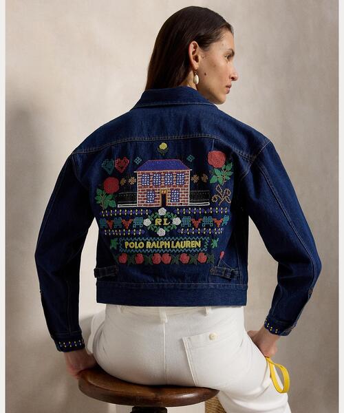 POLO RALPH LAUREN（ポロ ラルフ ローレン）の「ビーデッド デニム トラッカー ジャケット（デニムジャケット・レディース・ネイビー系1・S/M/XS）」の8枚目の写真
