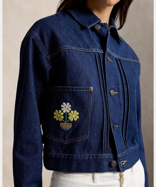 POLO RALPH LAUREN（ポロ ラルフ ローレン）の「ビーデッド デニム トラッカー ジャケット（デニムジャケット・レディース・ネイビー系1・S/M/XS）」の9枚目の写真
