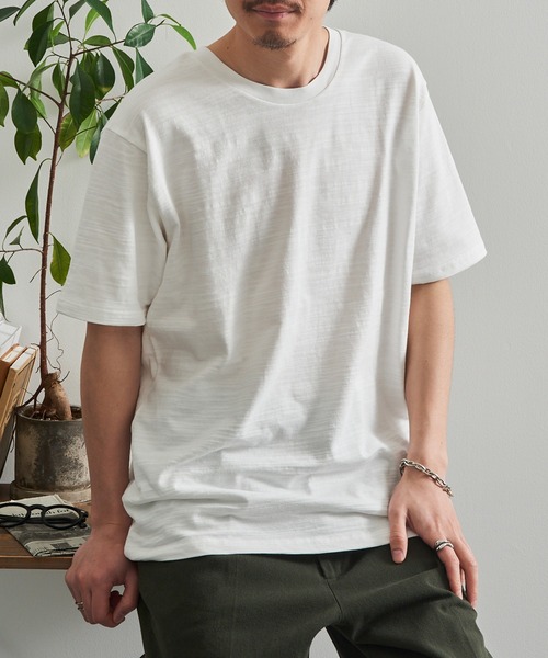 LIFEMAX(ライフマックス)の「【LIFEMAX】6.8oz スラブTシャツ 半袖 無地 凹凸生地 ナチュラル 風合い カジュアル シンプル インナー MS1168(Tシャツ/カットソー・メンズ・オフホワイト/ブラック/ネイビー・M/XL/L)」の2枚目の写真