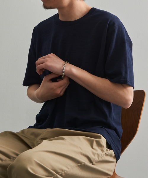 LIFEMAX(ライフマックス)の「【LIFEMAX】6.8oz スラブTシャツ 半袖 無地 凹凸生地 ナチュラル 風合い カジュアル シンプル インナー MS1168(Tシャツ/カットソー・メンズ・オフホワイト/ブラック/ネイビー・M/XL/L)」の7枚目の写真