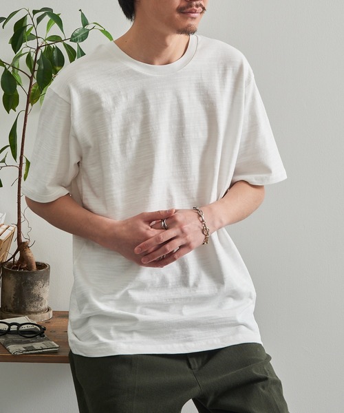 LIFEMAX(ライフマックス)の「【LIFEMAX】6.8oz スラブTシャツ 半袖 無地 凹凸生地 ナチュラル 風合い カジュアル シンプル インナー MS1168(Tシャツ/カットソー・メンズ・オフホワイト/ブラック/ネイビー・M/XL/L)」の13枚目の写真