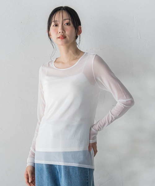 Droite lautreamont(ドロワットロートレアモン)の「シアーフライス×チュールレイヤードプルオーバー(Tシャツ/カットソー・レディース・ブラック/オフホワイト/ピンク・M)」の16枚目の写真