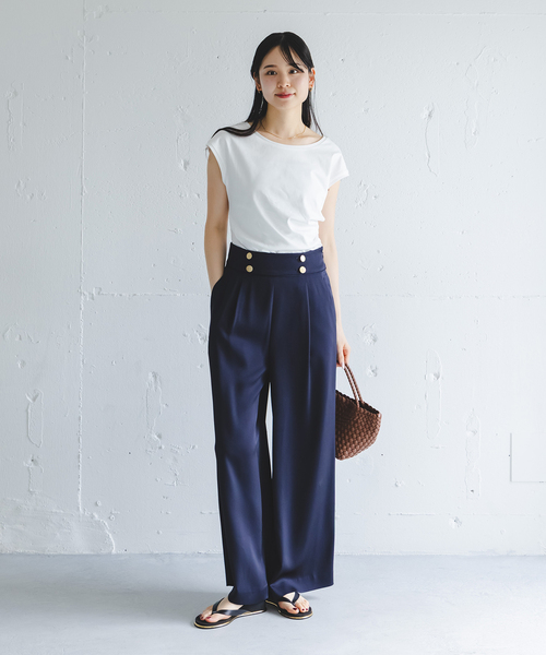 Noble(ノーブル)の「《接触冷感》ウエストギャザーコンパクトT(Tシャツ/カットソー・レディース・ホワイト/ブラウン/ボルドー・FREE)」の14枚目の写真