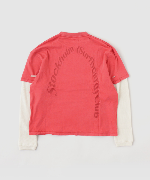 PULP/417EDIFICE(パルプフォーワンセブンエディフィス)の「STOCKHOLM SURFBOARD CLUB LAYER BOX TEE(Tシャツ/カットソー・メンズ・レッド・MEDIUM/SMALL)」の2枚目の写真
