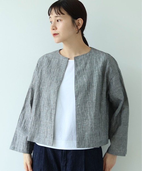 yuni(ユニ )の「△L/C/Pe washer haori blouse(シャツ/ブラウス・レディース・ブラック/ブラック系その他/ブラウン・FREE)」の2枚目の写真