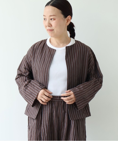 yuni(ユニ )の「△L/C/Pe washer haori blouse(シャツ/ブラウス・レディース・ブラック/ブラック系その他/ブラウン・FREE)」の3枚目の写真