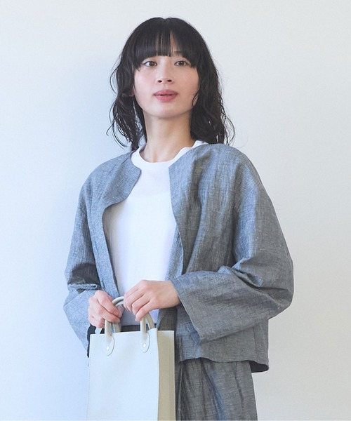 yuni(ユニ )の「△L/C/Pe washer haori blouse(シャツ/ブラウス・レディース・ブラック/ブラック系その他/ブラウン・FREE)」の1枚目の写真
