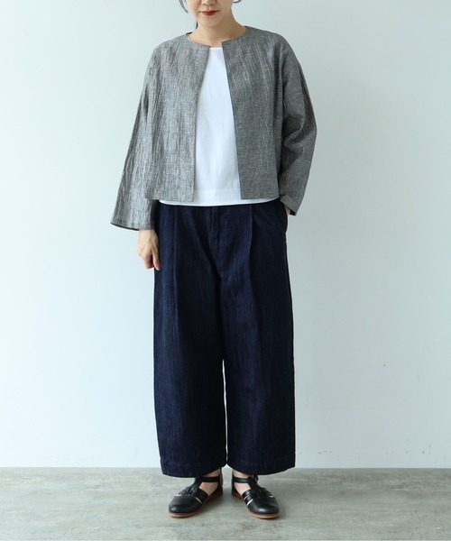 yuni(ユニ )の「△L/C/Pe washer haori blouse(シャツ/ブラウス・レディース・ブラック/ブラック系その他/ブラウン・FREE)」の4枚目の写真