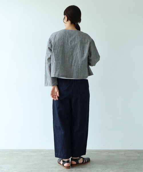 yuni(ユニ )の「△L/C/Pe washer haori blouse(シャツ/ブラウス・レディース・ブラック/ブラック系その他/ブラウン・FREE)」の6枚目の写真