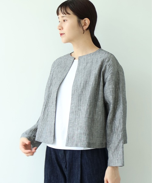 yuni(ユニ )の「△L/C/Pe washer haori blouse(シャツ/ブラウス・レディース・ブラック/ブラック系その他/ブラウン・FREE)」の9枚目の写真