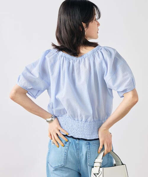 NOLLEY’S(ノーリーズ)の「ウォッシャブル袖ボリュームサッカーブラウス(シャツ/ブラウス・レディース・ホワイト/ブラック/サックスブルー・38)」の8枚目の写真