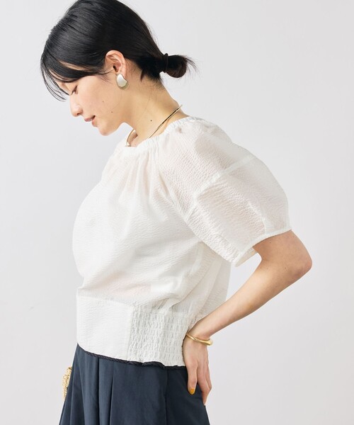 NOLLEY’S(ノーリーズ)の「ウォッシャブル袖ボリュームサッカーブラウス(シャツ/ブラウス・レディース・ホワイト/ブラック/サックスブルー・38)」の19枚目の写真