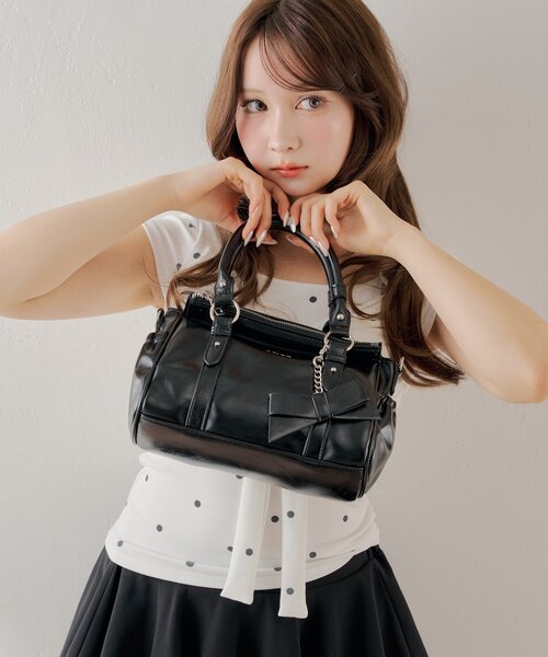 Chico（チコ）の「リボンチャームボストンバッグ（ボストンバッグ・レディース・ピンク/アイボリー/ブラック/ブルー・FREE）」の13枚目の写真