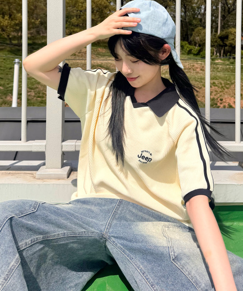 セール】トラックオープンカラー ワッフル半袖Tシャツ (JR5TSU128IV
