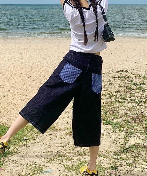 FreeZone(フリーゾーン)の「バード刺繍デザインデニムハーフパンツ(デニムパンツ・メンズ・ブルー・S/M/L)」の19枚目の写真