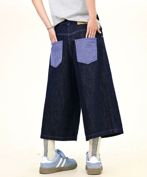 FreeZone(フリーゾーン)の「バード刺繍デザインデニムハーフパンツ(デニムパンツ・メンズ・ブルー・S/M/L)」の7枚目の写真