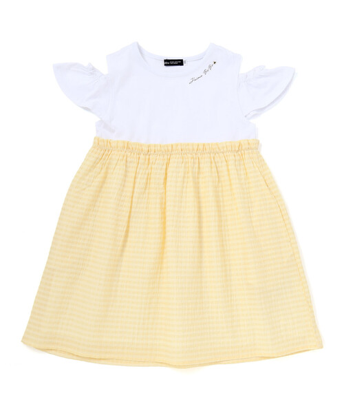 BeBe(ベベ)の「シアーチェックドッキング肩開きワンピース(ワンピース・キッズ・グリーン系その他/イエロー系その他・130cm/140cm/120cm/110cm)」の19枚目の写真