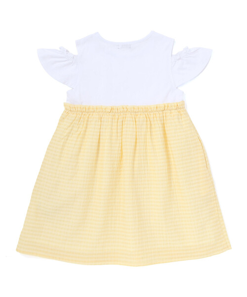 BeBe(ベベ)の「シアーチェックドッキング肩開きワンピース(ワンピース・キッズ・グリーン系その他/イエロー系その他・130cm/140cm/120cm/110cm)」の3枚目の写真