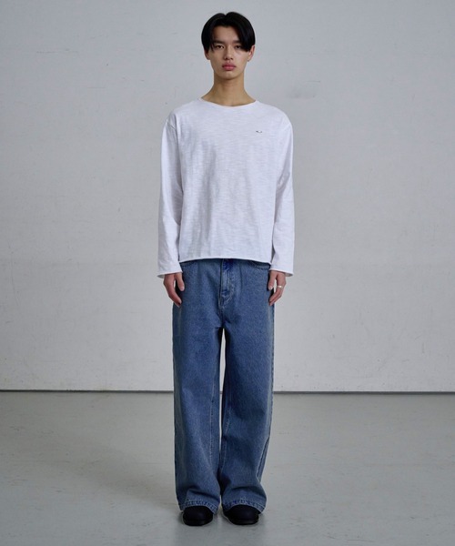 THE CLE(ザクレ)の「RAW EDGE LONG SLEEVE T-SHIRT / ロウエッジロングスリーブTシャツ(Tシャツ/カットソー・メンズ・ブラック/ホワイト・1/2)」の3枚目の写真