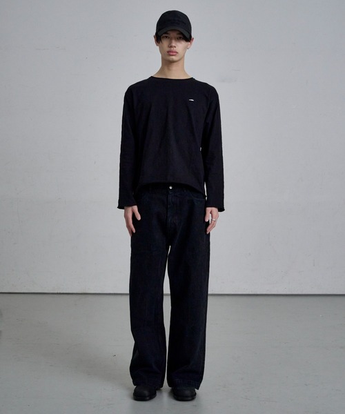 THE CLE(ザクレ)の「RAW EDGE LONG SLEEVE T-SHIRT / ロウエッジロングスリーブTシャツ(Tシャツ/カットソー・メンズ・ブラック/ホワイト・1/2)」の5枚目の写真
