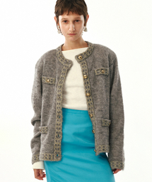 MOONSUN（ムーンサン）の「UNISEX, Mohair Tweed Cardigan Jacket / Melange Grey（カーディガン/ボレロ）」