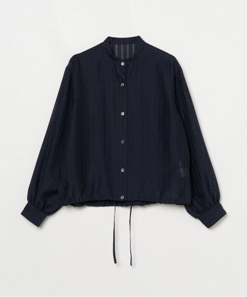 HELIOPOLE(エリオポール)の「SHEER STRIPE DRAWSTRING SHIRT(シャツ/ブラウス・レディース・ベージュ/ネイビー・38)」の5枚目の写真