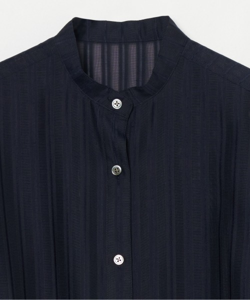 HELIOPOLE(エリオポール)の「SHEER STRIPE DRAWSTRING SHIRT(シャツ/ブラウス・レディース・ベージュ/ネイビー・38)」の7枚目の写真