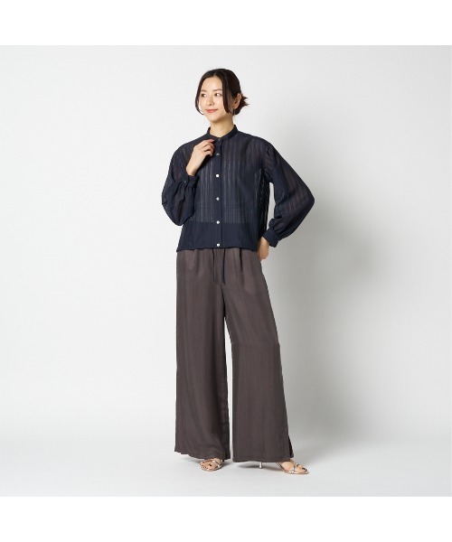 HELIOPOLE(エリオポール)の「SHEER STRIPE DRAWSTRING SHIRT(シャツ/ブラウス・レディース・ベージュ/ネイビー・38)」の16枚目の写真