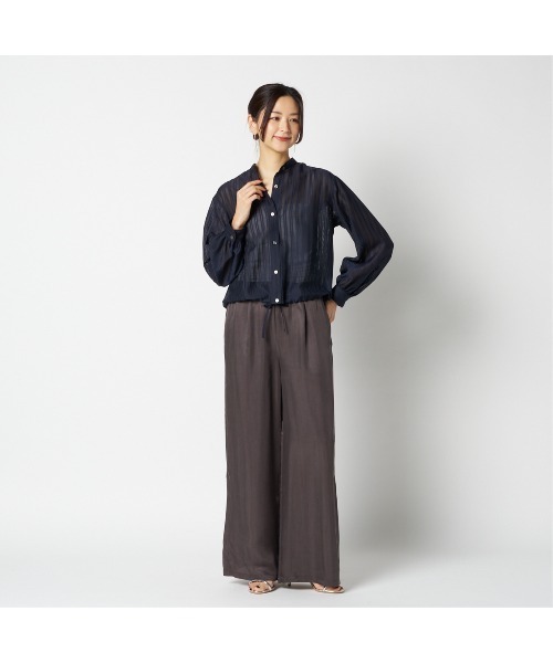 HELIOPOLE(エリオポール)の「SHEER STRIPE DRAWSTRING SHIRT(シャツ/ブラウス・レディース・ベージュ/ネイビー・38)」の17枚目の写真